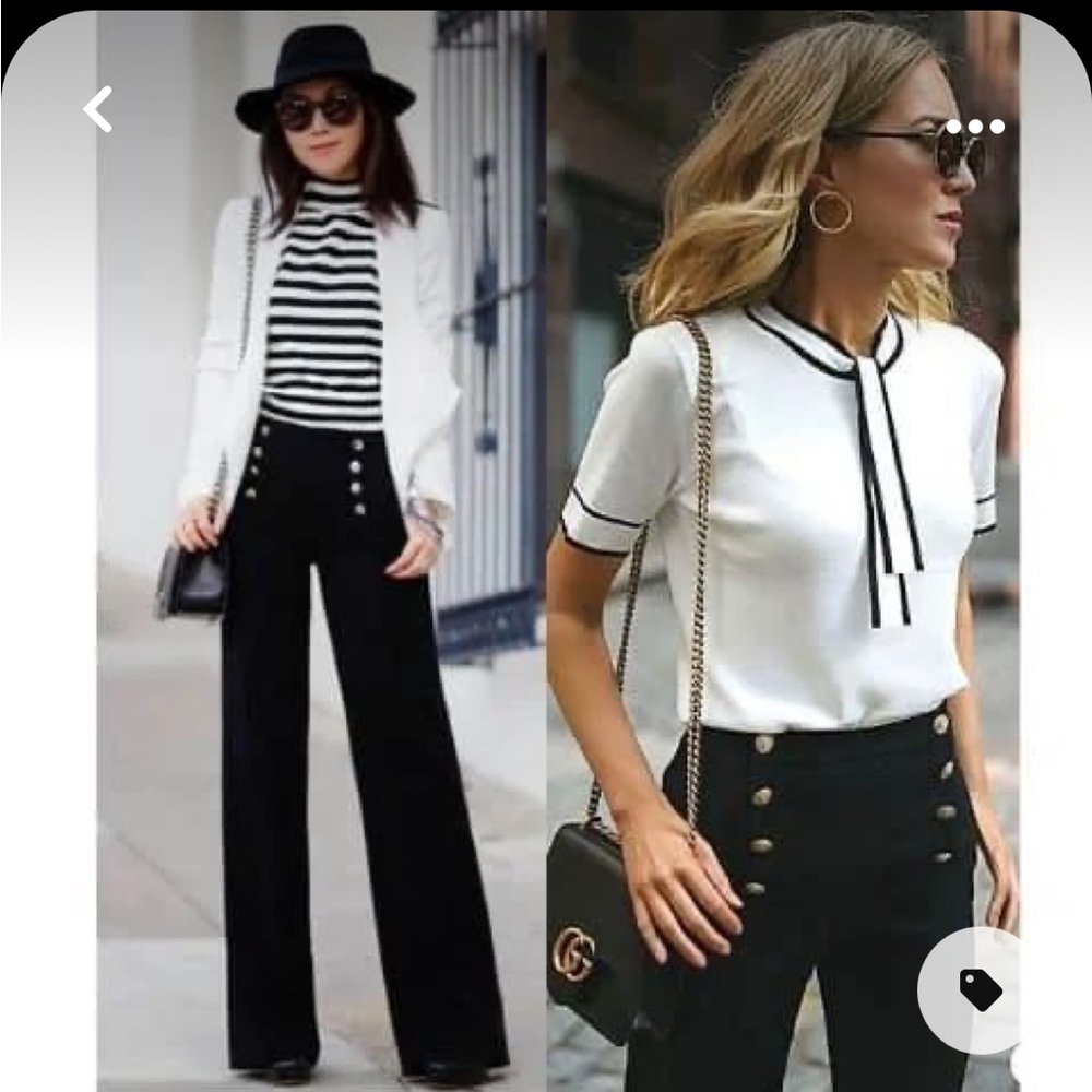 Express Wide Leg Flare Nautical Pants Black size 2R